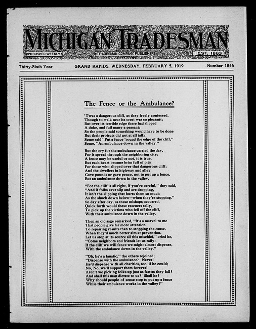 Michigan tradesman. Vol. 36 no. 1846 (1919 February 5)