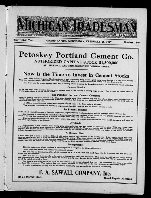 Michigan tradesman. Vol. 36 no. 1849 (1919 February 26)