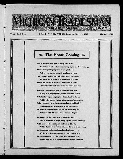 Michigan tradesman. Vol. 36 no. 1852 (1919 March 19)