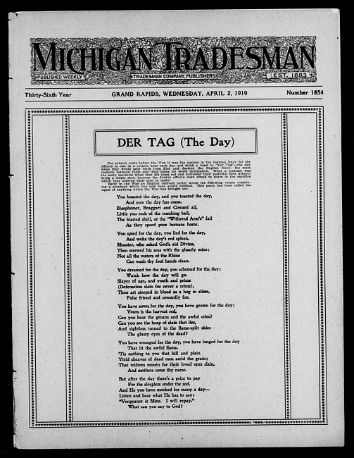 Michigan tradesman. Vol. 36 no. 1854 (1919 April 2)