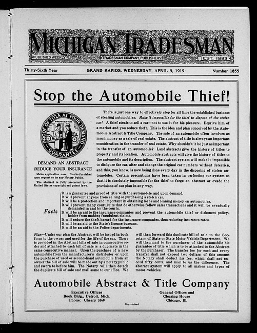 Michigan tradesman. Vol. 36 no. 1855 (1919 April 9)