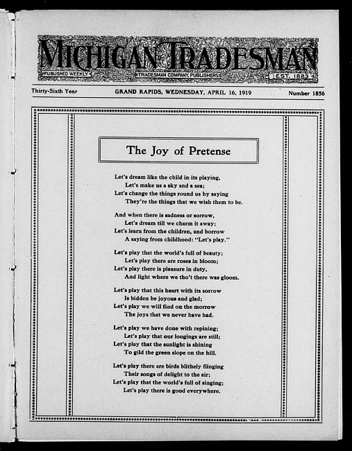 Michigan tradesman. Vol. 36 no. 1856 (1919 April 16)