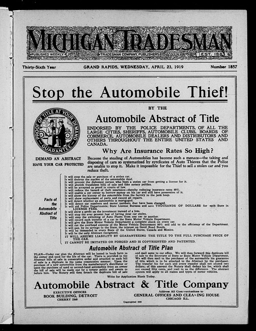 Michigan tradesman. Vol. 36 no. 1857 (1919 April 23)