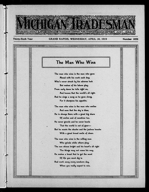 Michigan tradesman. Vol. 36 no. 1858 (1919 April 30)