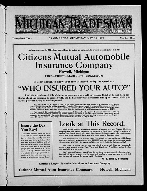 Michigan tradesman. Vol. 36 no. 1860 (1919 May 14)