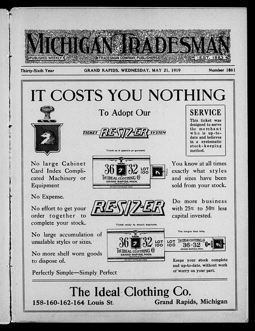 Michigan tradesman. Vol. 36 no. 1861 (1919 May 21)