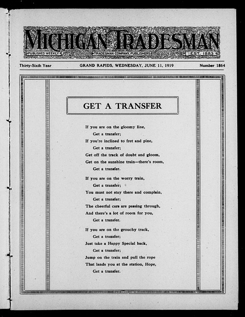 Michigan tradesman. Vol. 36 no. 1864 (1919 June 11)