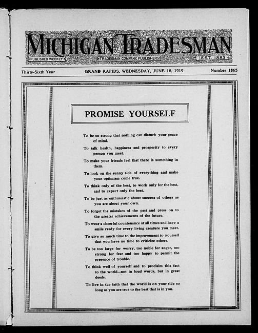 Michigan tradesman. Vol. 36 no. 1865 (1919 June 18)