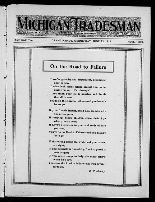 Michigan tradesman. Vol. 36 no. 1866 (1919 June 25)