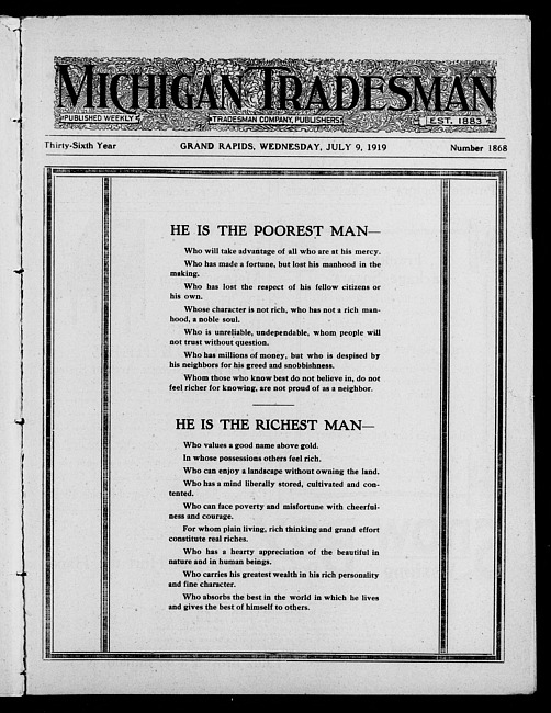Michigan tradesman. Vol. 36 no. 1868 (1919 July 9)