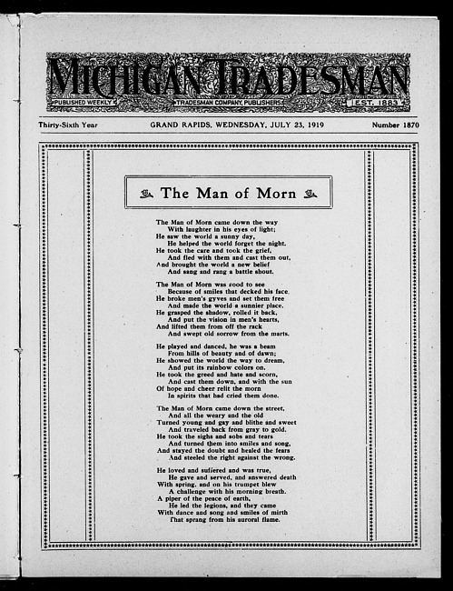 Michigan tradesman. Vol. 36 no. 1870 (1919 July 23)