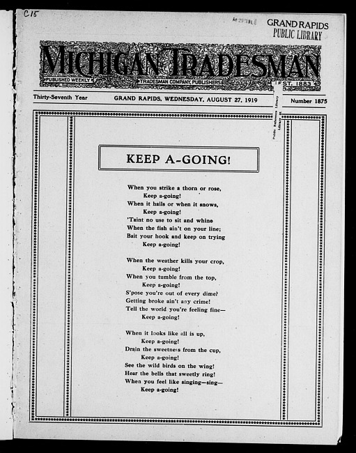 Michigan tradesman. Vol. 37 no. 1875 (1919 August 27)