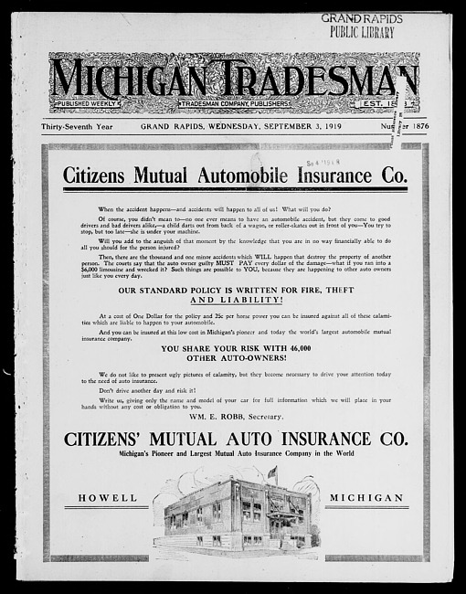 Michigan tradesman. Vol. 37 no. 1876 (1919 September 3)