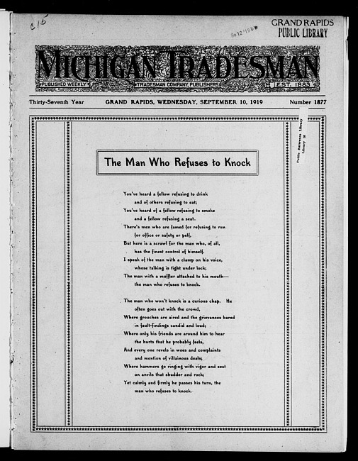 Michigan tradesman. Vol. 37 no. 1877 (1919 September 10)