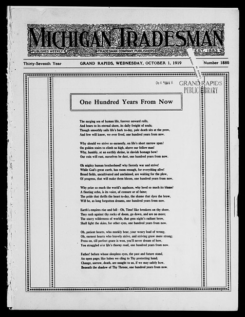 Michigan tradesman. Vol. 37 no. 1880 (1919 October 1)