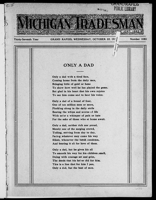 Michigan tradesman. Vol. 37 no. 1883 (1919 October 22)