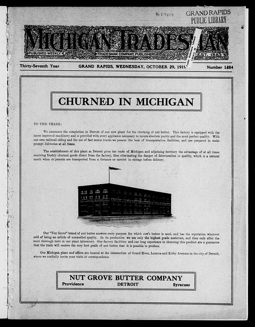 Michigan tradesman. Vol. 37 no. 1884 (1919 October 29)