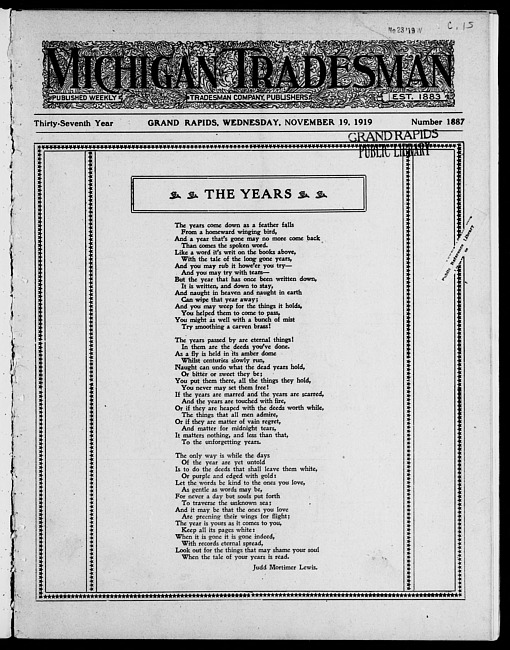 Michigan tradesman. Vol. 37 no. 1887 (1919 November 19)