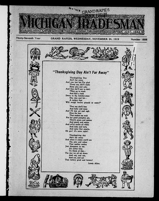 Michigan tradesman. Vol. 37 no. 1888 (1919 November 26)