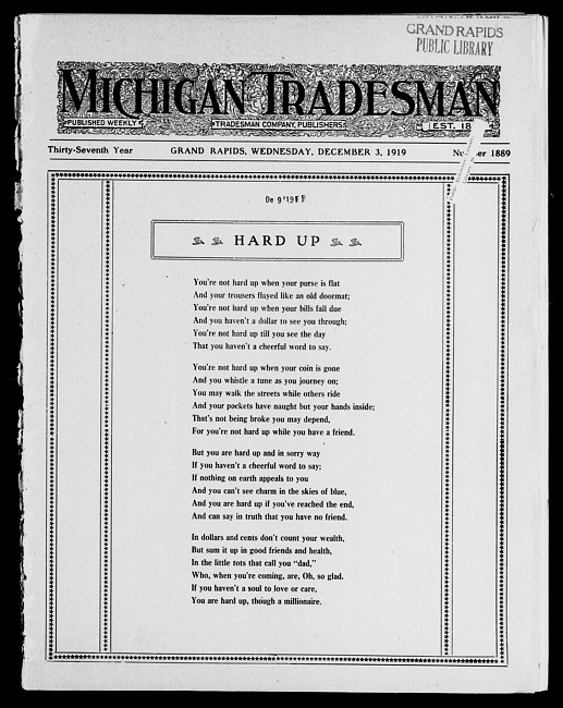 Michigan tradesman. Vol. 37 no. 1889 (1919 December 3)