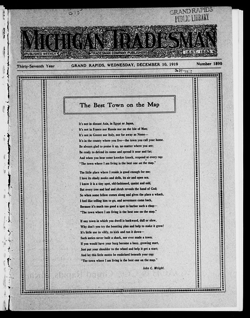 Michigan tradesman. Vol. 37 no. 1890 (1919 December 10)
