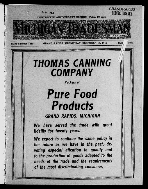 Michigan tradesman. Vol. 37 no. 1891 (1919 December 17)