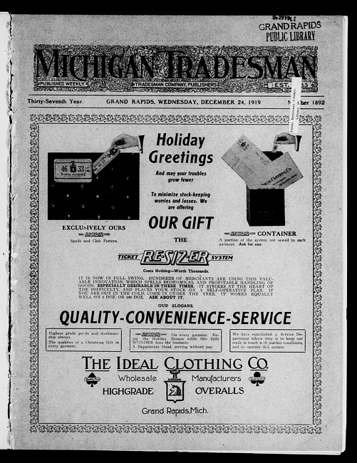 Michigan tradesman. Vol. 37 no. 1892 (1919 December 24)