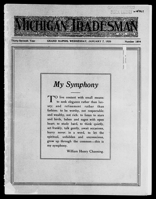 Michigan tradesman. Vol. 37 no. 1894 (1920 January 7)
