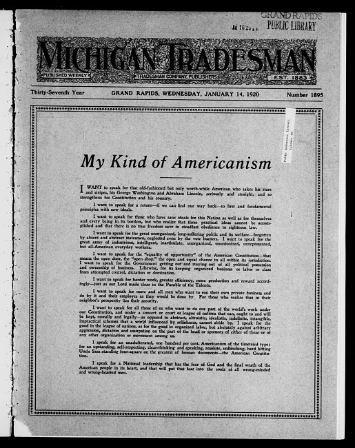 Michigan tradesman. Vol. 37 no. 1895 (1920 January 14)