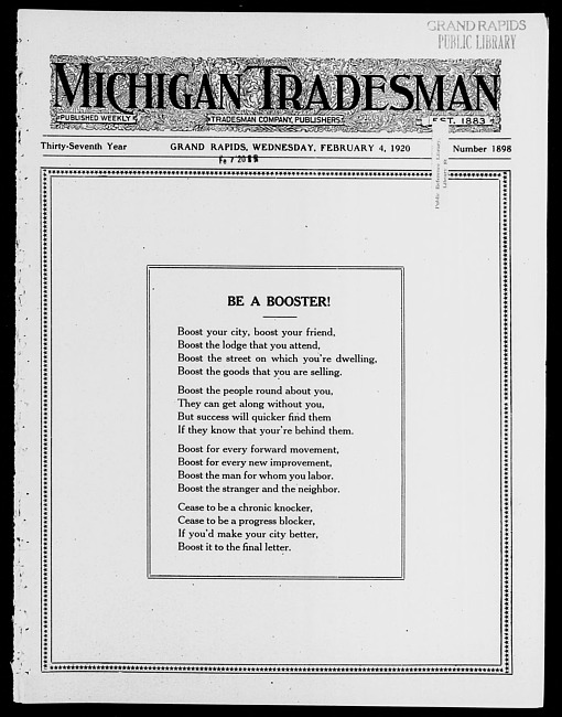 Michigan tradesman. Vol. 37 no. 1898 (1920 February 4)