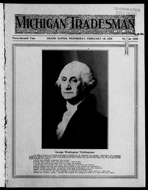 Michigan tradesman. Vol. 37 no. 1900 (1920 February 18)