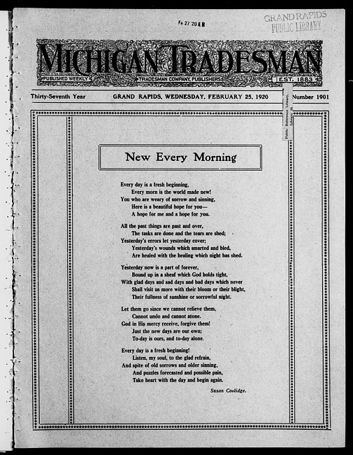 Michigan tradesman. Vol. 37 no. 1901 (1920 February 25)