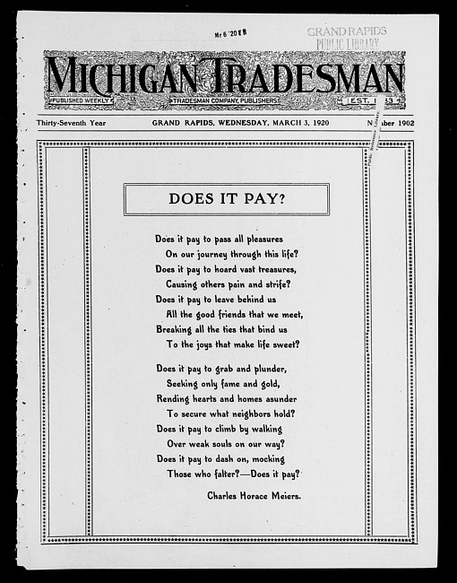 Michigan tradesman. Vol. 37 no. 1902 (1920 March 3)
