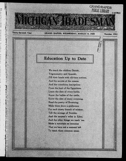 Michigan tradesman. Vol. 37 no. 1903 (1920 March 10)