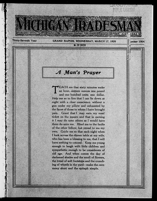 Michigan tradesman. Vol. 37 no. 1904 (1920 March 17)