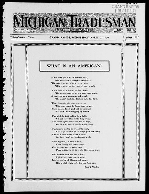 Michigan tradesman. Vol. 37 no. 1907 (1920 April 7)