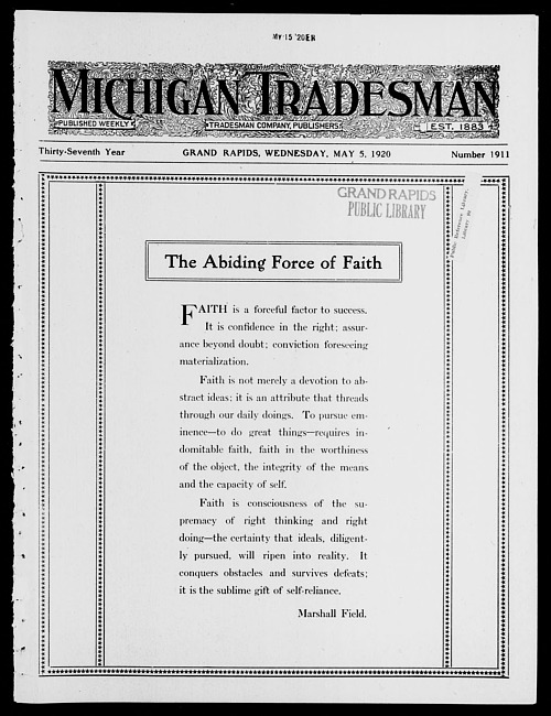 Michigan tradesman. Vol. 37 no. 1911 (1920 May 5)