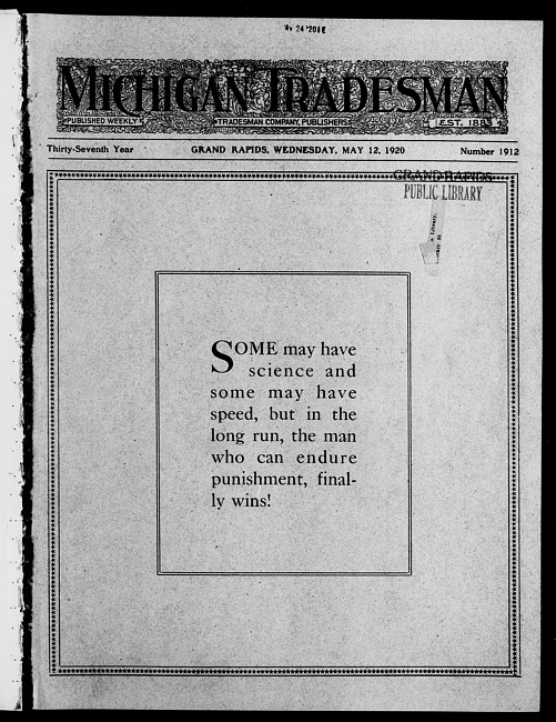 Michigan tradesman. Vol. 37 no. 1912 (1920 May 12)