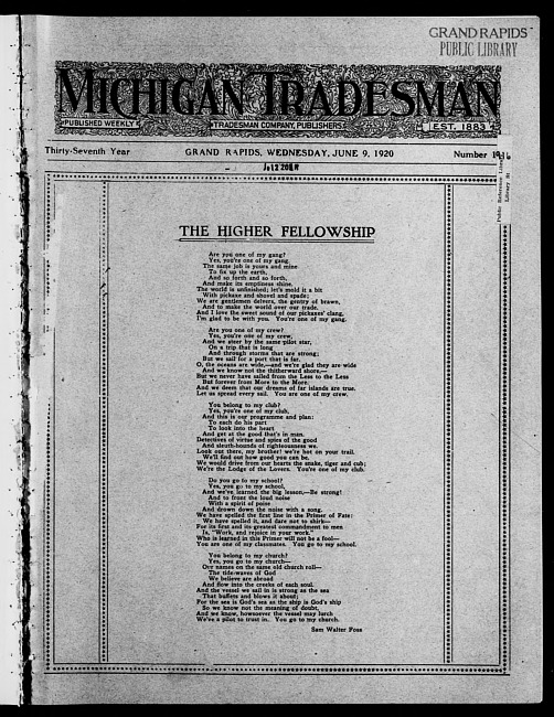 Michigan tradesman. Vol. 37 no. 1916 (1920 June 9)