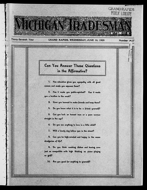 Michigan tradesman. Vol. 37 no. 1917 (1920 June 16)