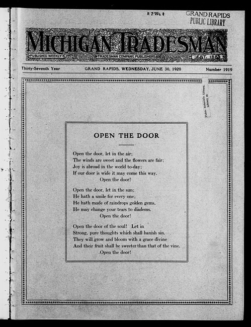 Michigan tradesman. Vol. 37 no. 1919 (1920 June 30)
