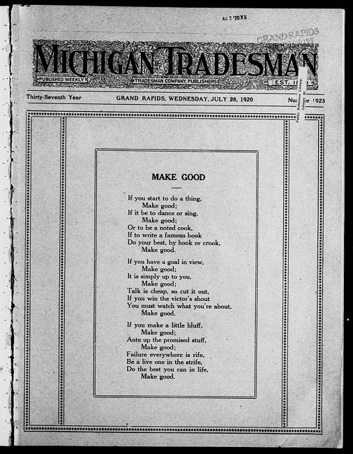 Michigan tradesman. Vol. 37 no. 1923 (1920 July 28)