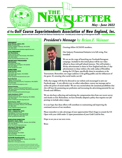 The newsletter of the Golf Course Superintendents Association of New England, Inc. (2022 May/June)
