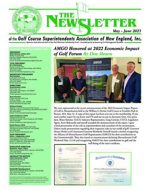 The newsletter of the Golf Course Superintendents Association of New England, Inc. (2023 May/June)