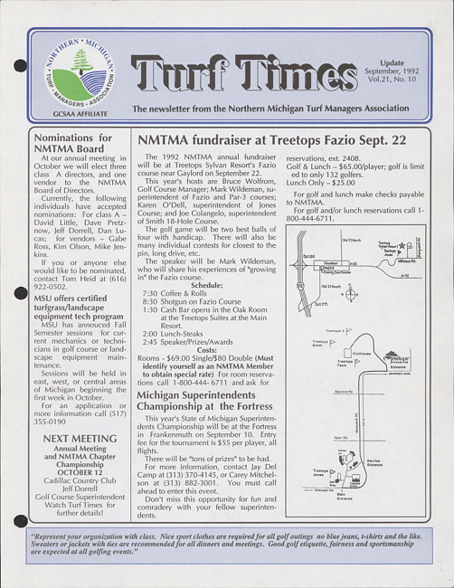 Turf times. Vol. 21 no. 10 (1992 September)