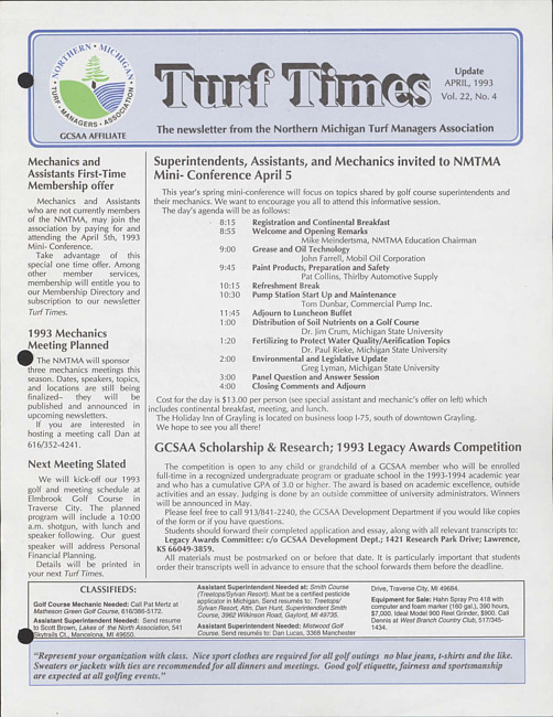 Turf times. Vol. 22 no. 5 (1993 April)