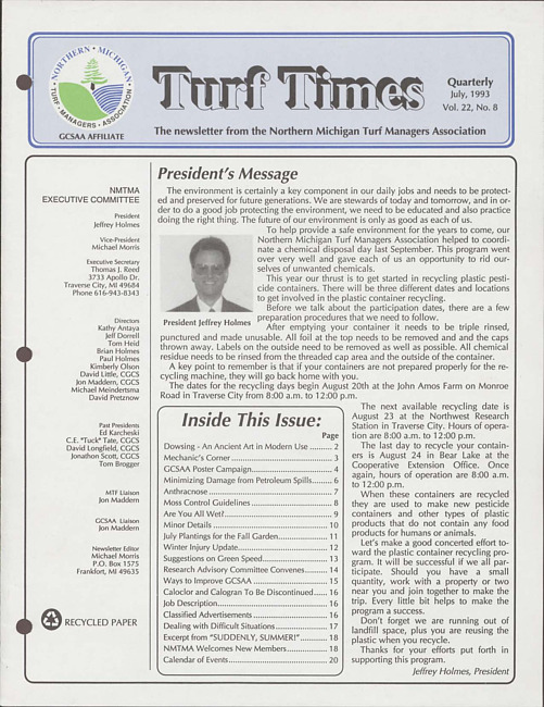 Turf times. Vol. 22 no. 9 (1993 July)