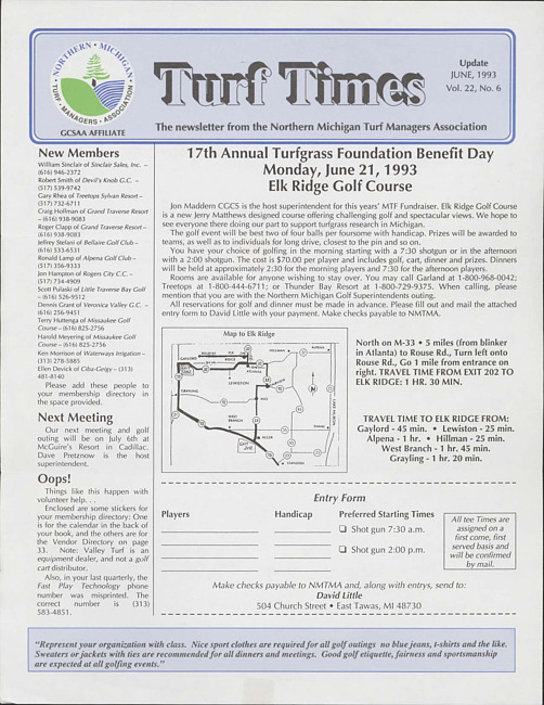 Turf times. Vol. 22 no. 7 (1993 June)