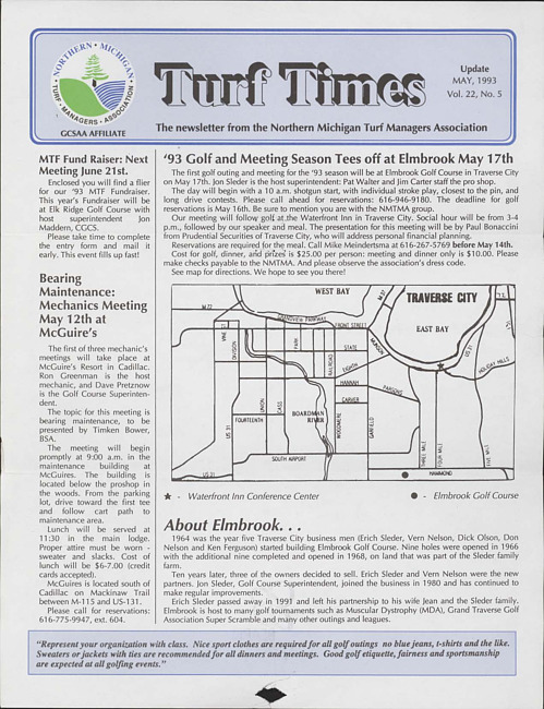Turf times. Vol. 22 no. 6 (1993 May)