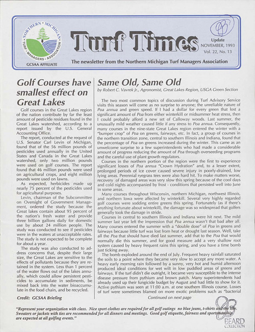 Turf times. Vol. 22 no. 14 (1993 November)